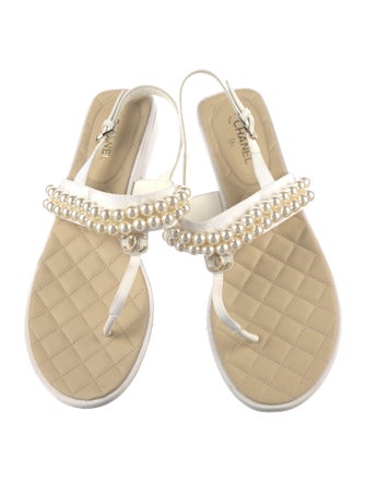 Chanel Interlocking CC Logo T-Strap Sandals