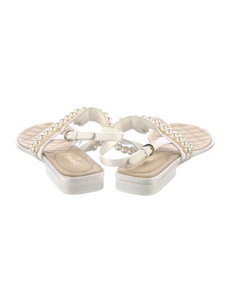Chanel Interlocking CC Logo T-Strap Sandals