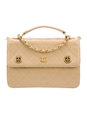 Chanel Handle Bags Double Turn Lock Flap Bag