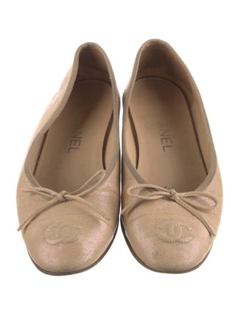 Chanel Interlocking CC Logo Bow Accents Ballet Flats