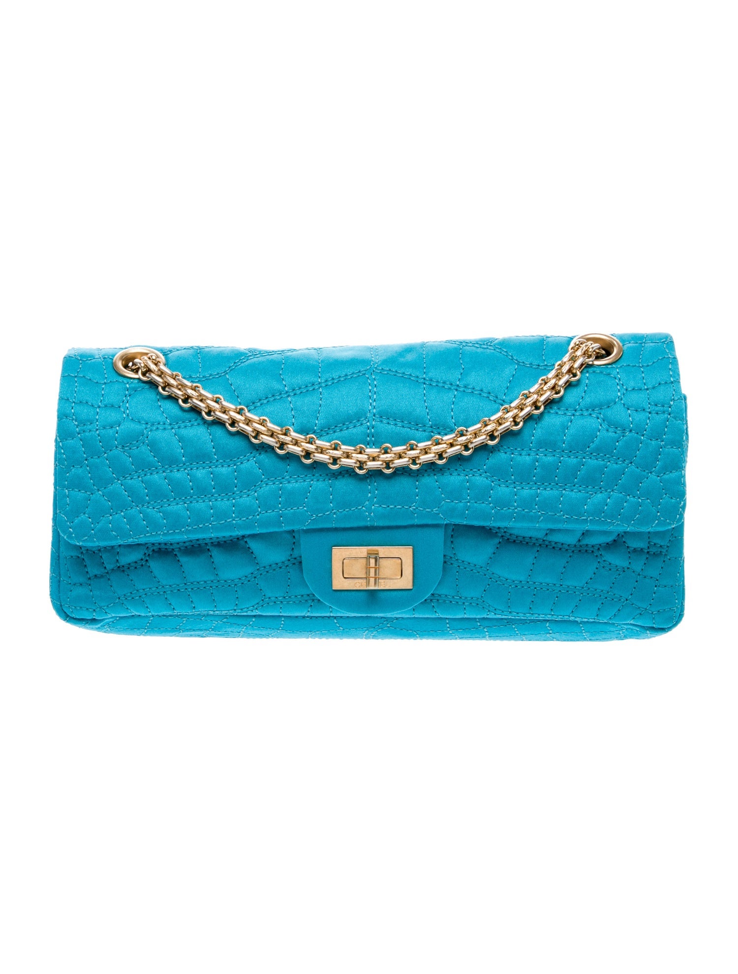 Chanel Satin Croc Reissue E/W Flap Bag