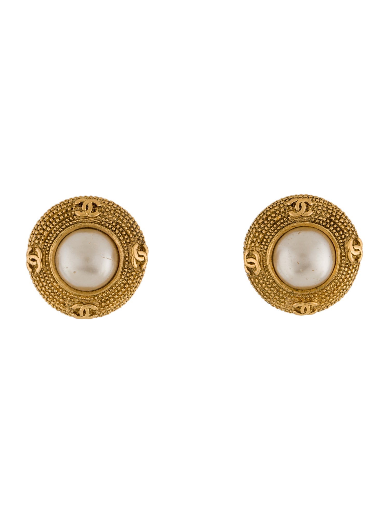 【CHANEL】★Vintage★CC CLIP EARRING クリップ イヤリング Authentic Chanel Vintage Gold Metal Round CC Logo Large