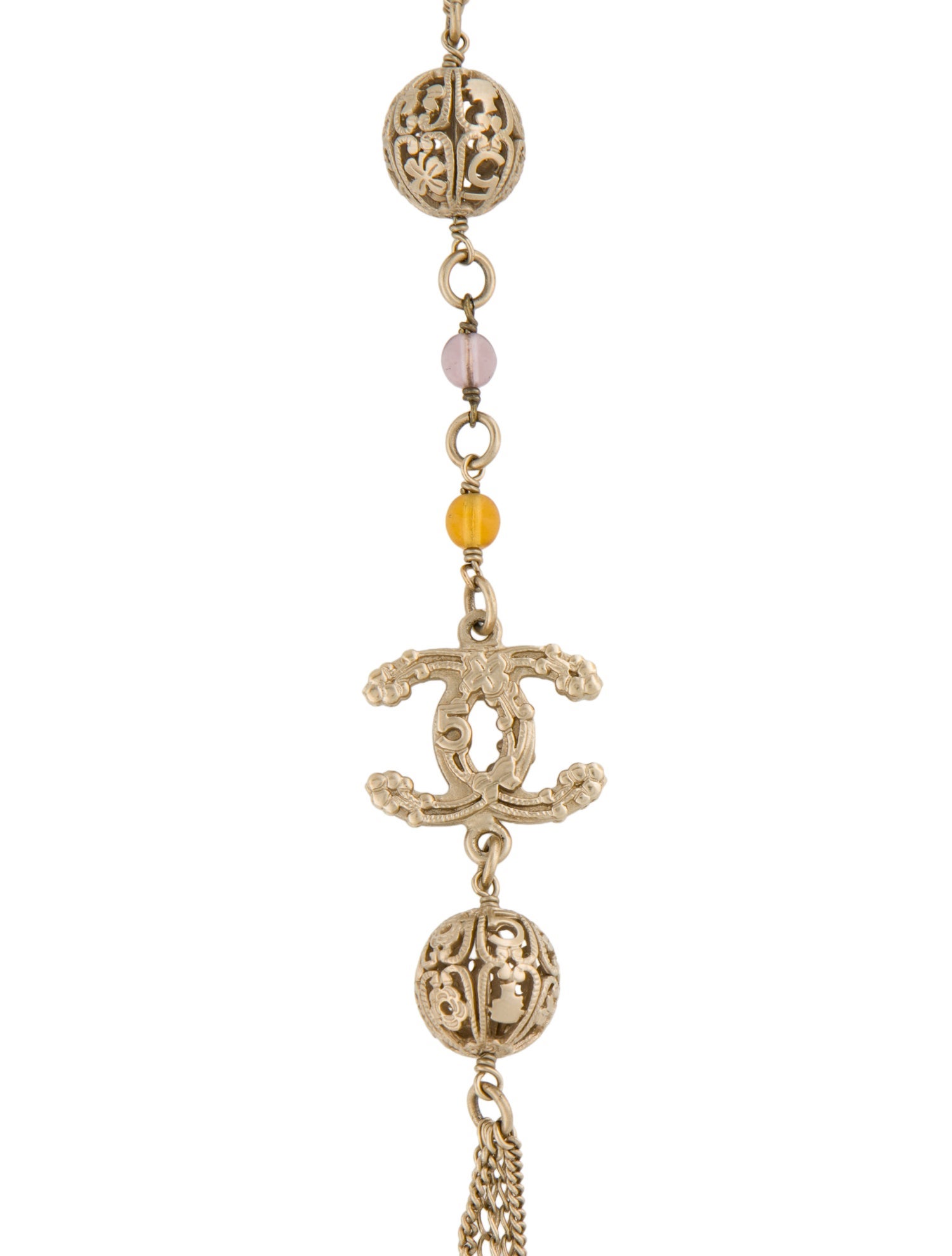 Chanel Glass & Bead CC No.5 Station Necklace