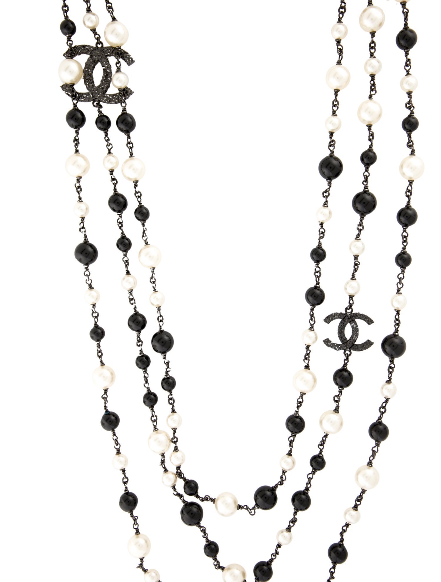 Chanel Faux Pearl & Bead CC Multistrand Necklace