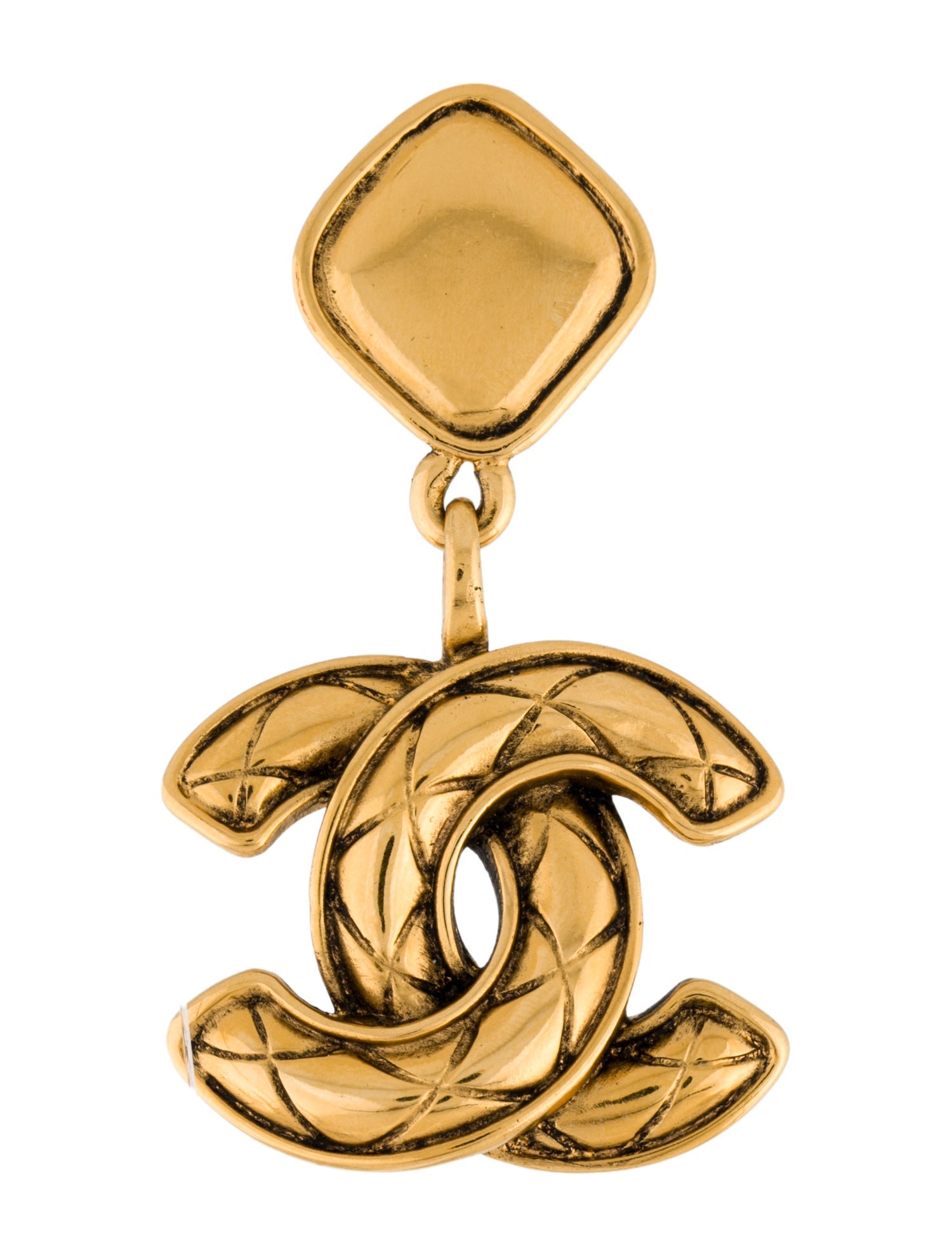 Chanel Vintage Quilted CC Single Clip-On Earring