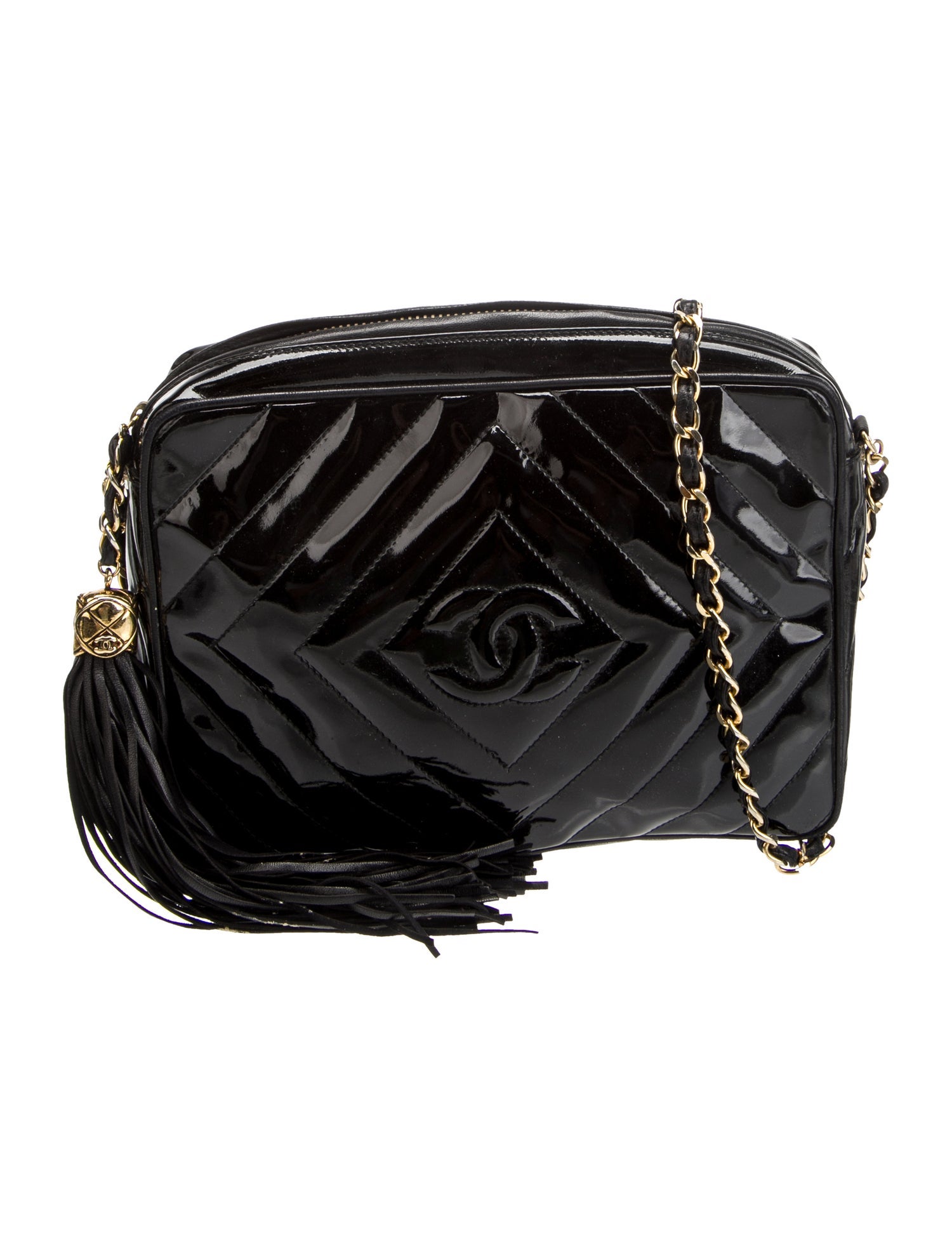 Chanel Patent Diamond CC Camera Bag