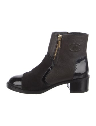 Chanel Interlocking CC Logo Suede Boots