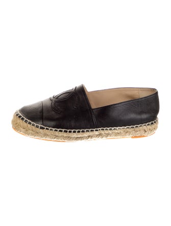 Chanel Interlocking CC Logo Leather Espadrilles