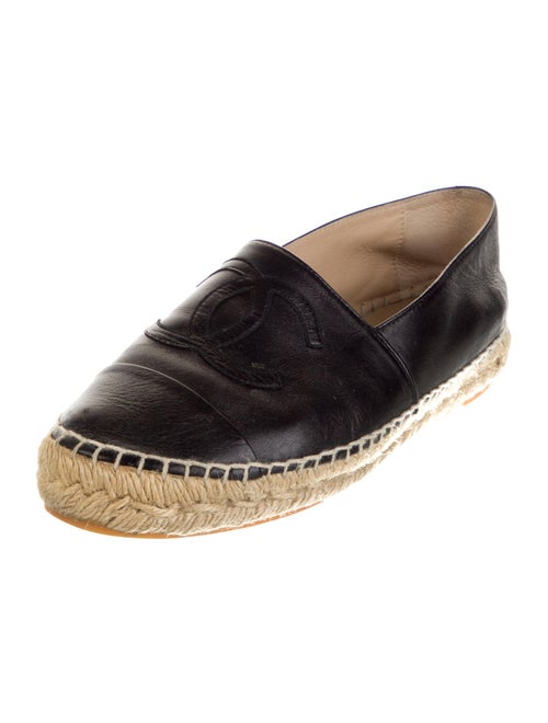 Chanel Interlocking CC Logo Leather Espadrilles