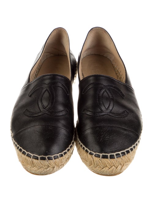 Chanel Interlocking CC Logo Leather Espadrilles