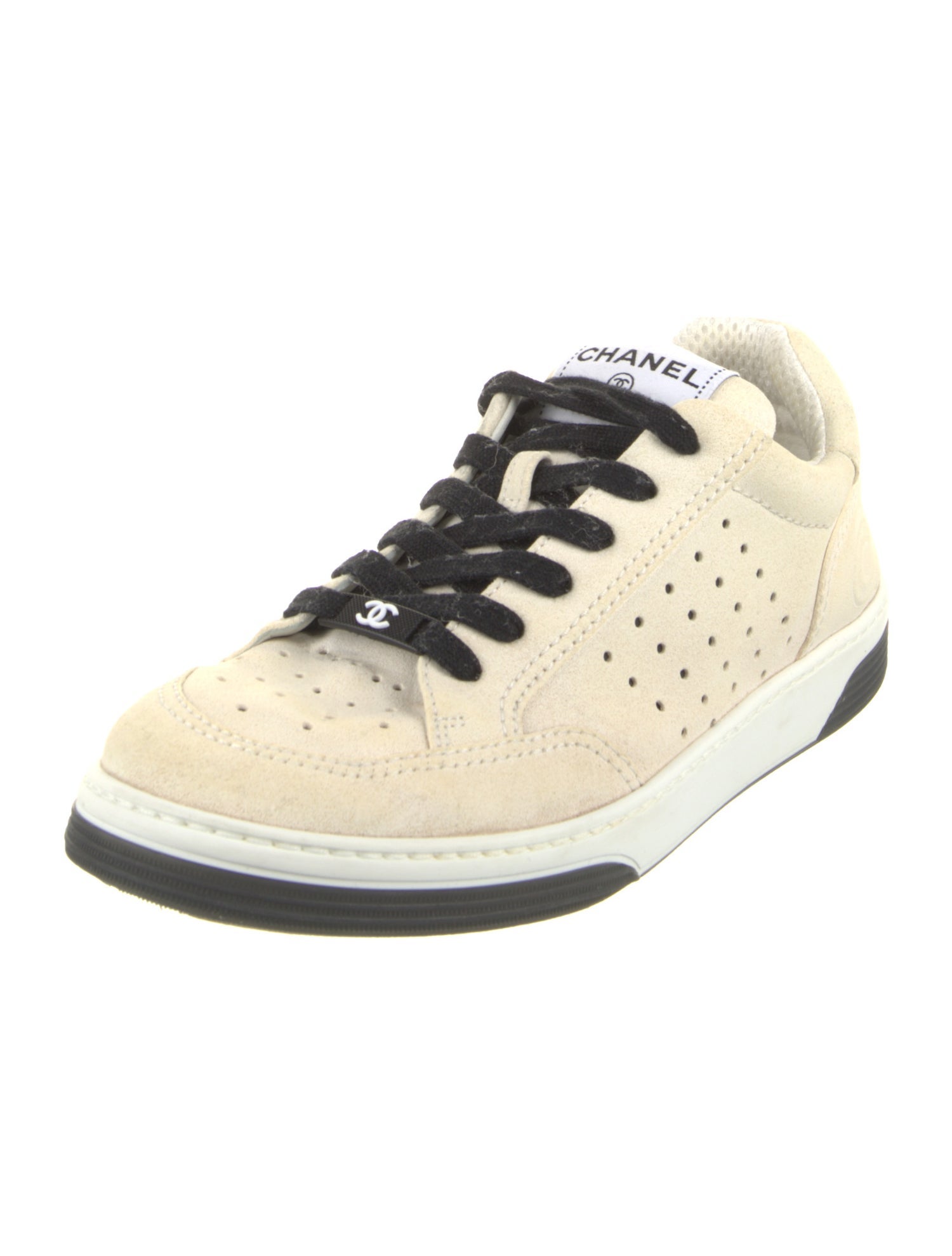 Chanel Interlocking CC Logo Suede Sneakers