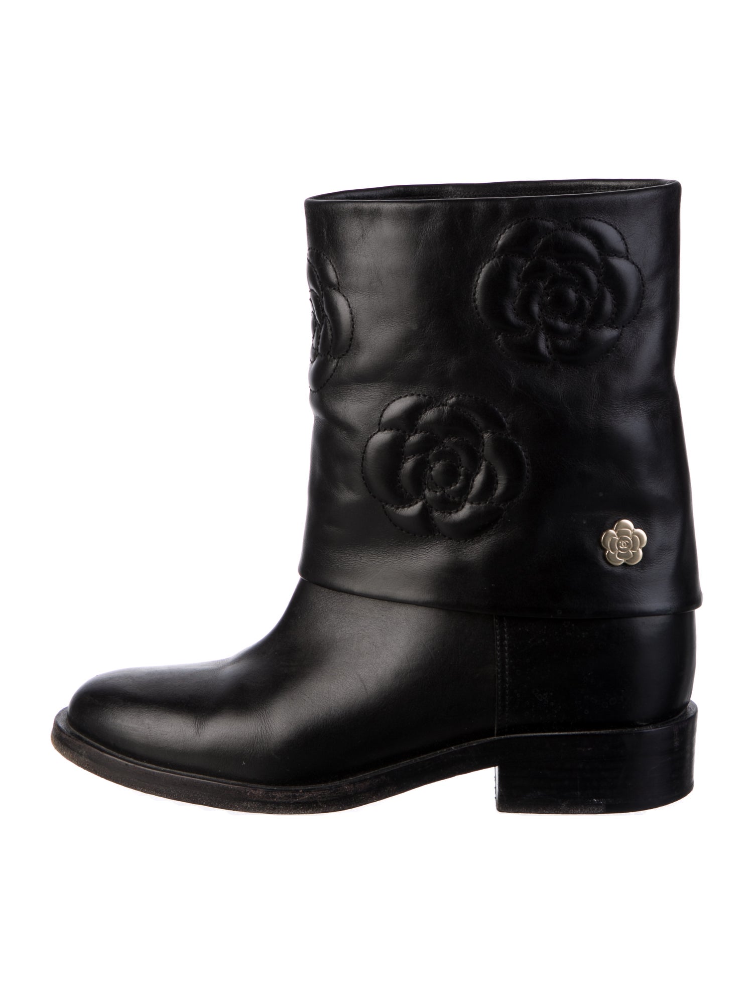 Chanel 2016 Camellia Accent Moto Boots