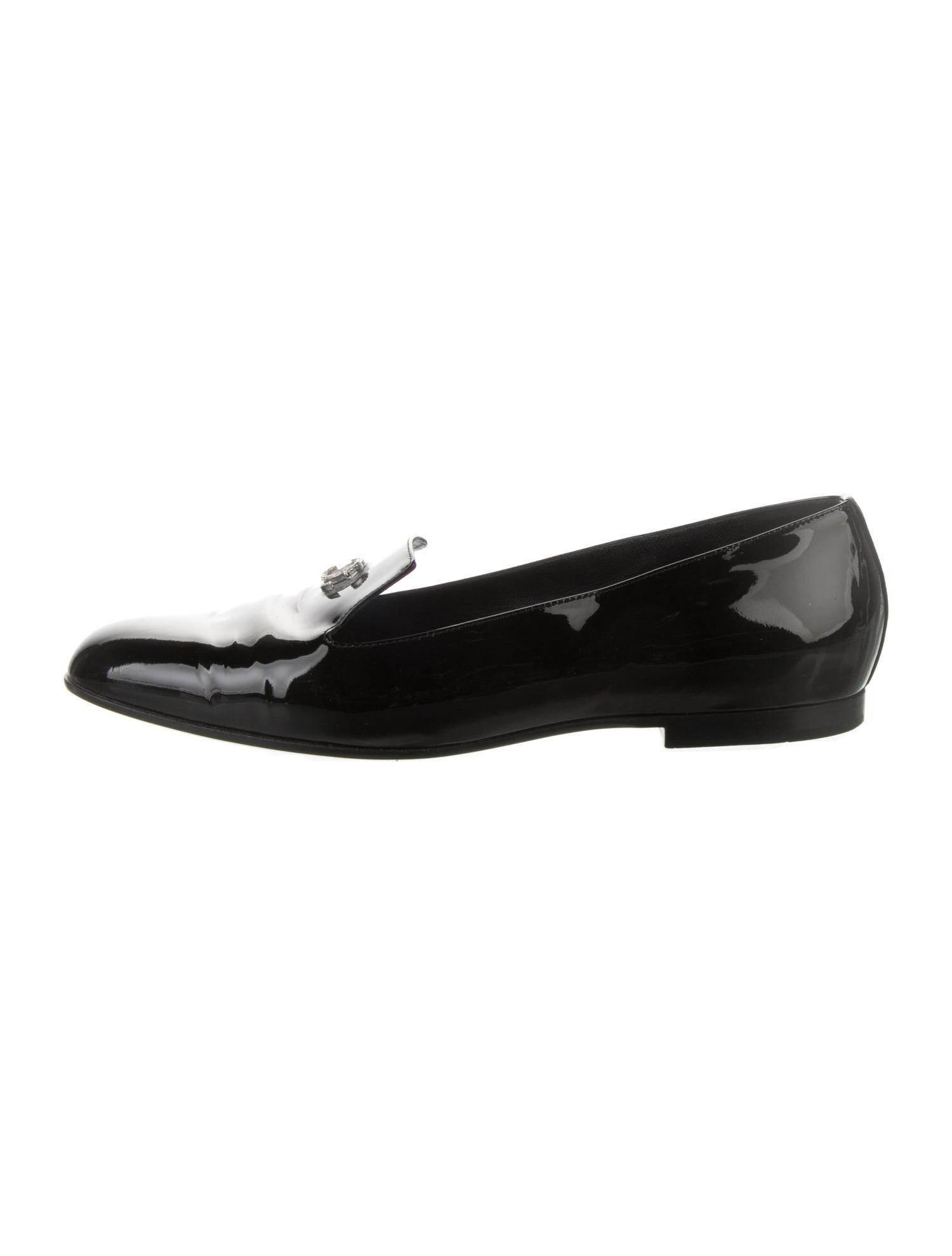 Chanel Interlocking CC Logo Patent Leather Loafers