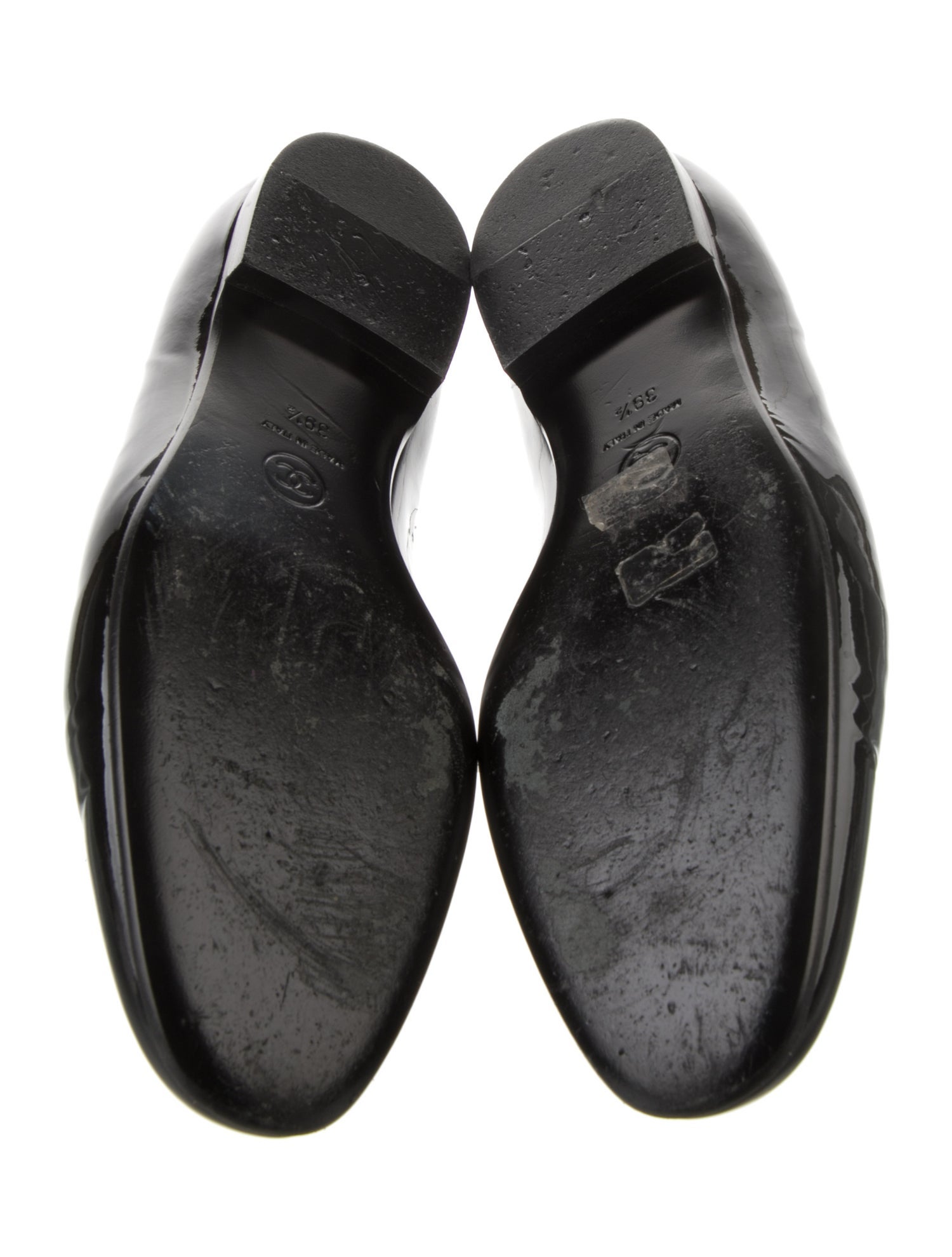 Chanel Interlocking CC Logo Patent Leather Loafers