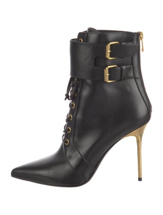 Balmain Leather Lace-Up Boots