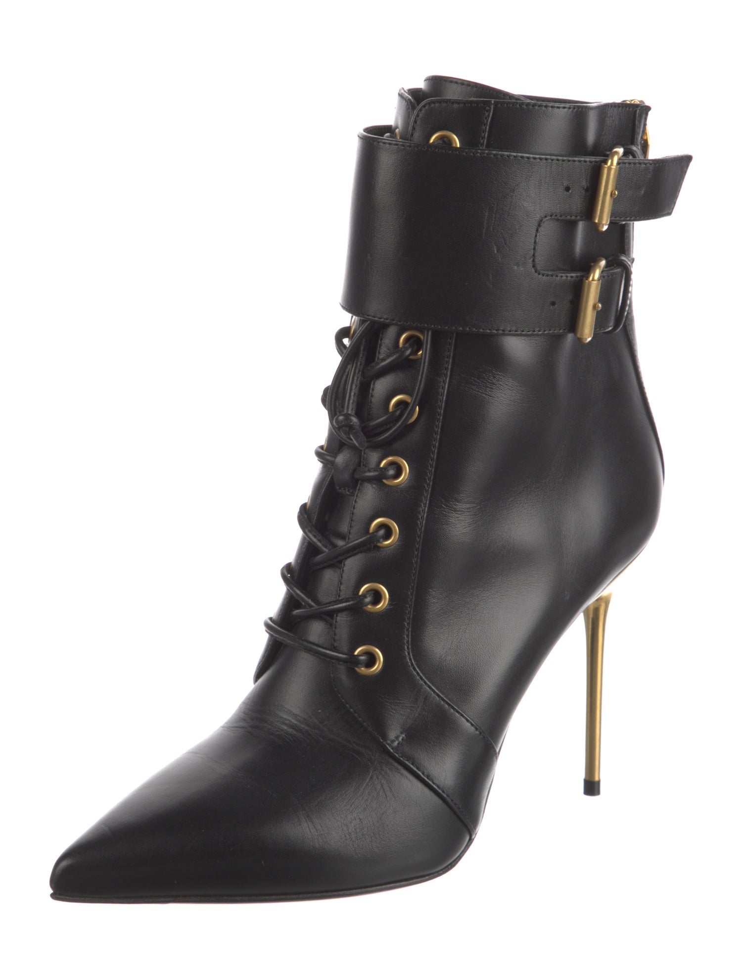 Balmain Leather Lace-Up Boots