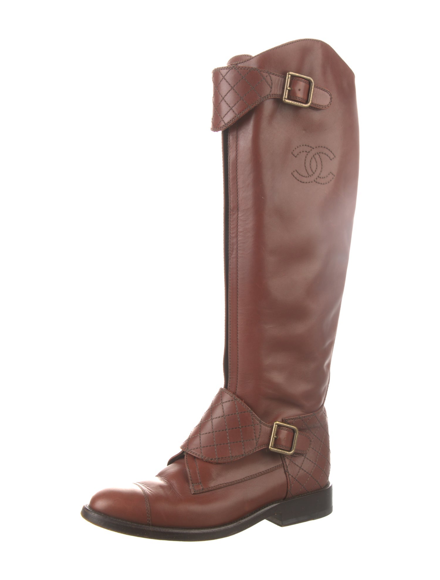 Chanel 2012 Interlocking CC Logo Riding Boots