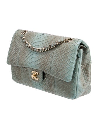 Chanel Classic Medium Python Double Flap Bag