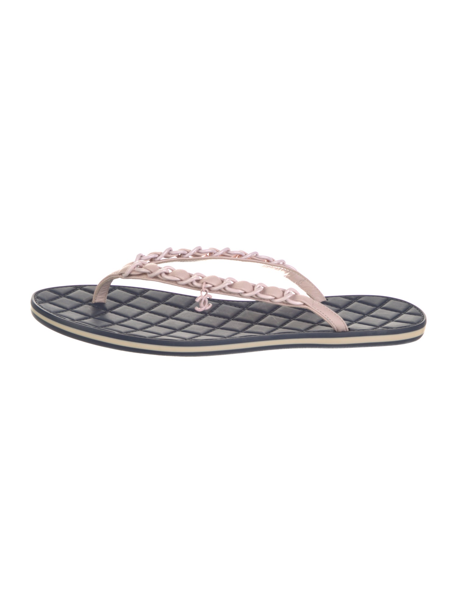 Chanel Interlocking CC Logo Leather Flip Flops