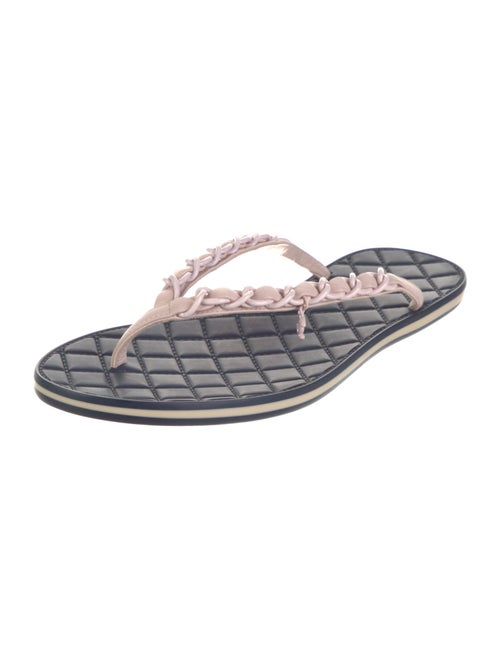 Chanel Interlocking CC Logo Leather Flip Flops