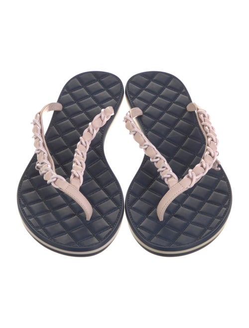 Chanel Interlocking CC Logo Leather Flip Flops
