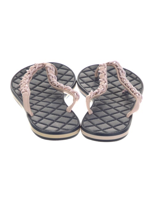 Chanel Interlocking CC Logo Leather Flip Flops