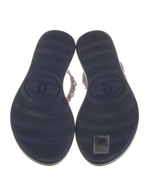 Chanel Interlocking CC Logo Leather Flip Flops