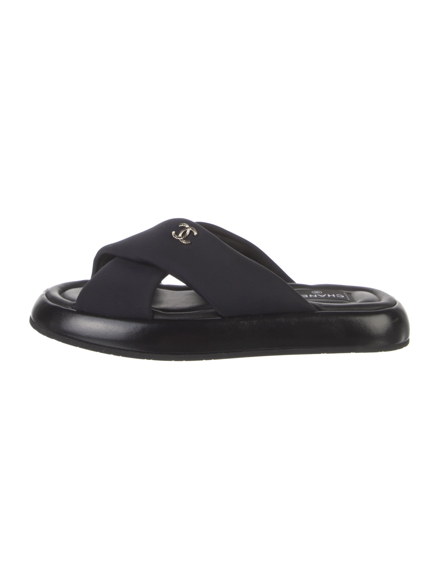 Chanel Interlocking CC Logo Neoprene Slides w/ Tags