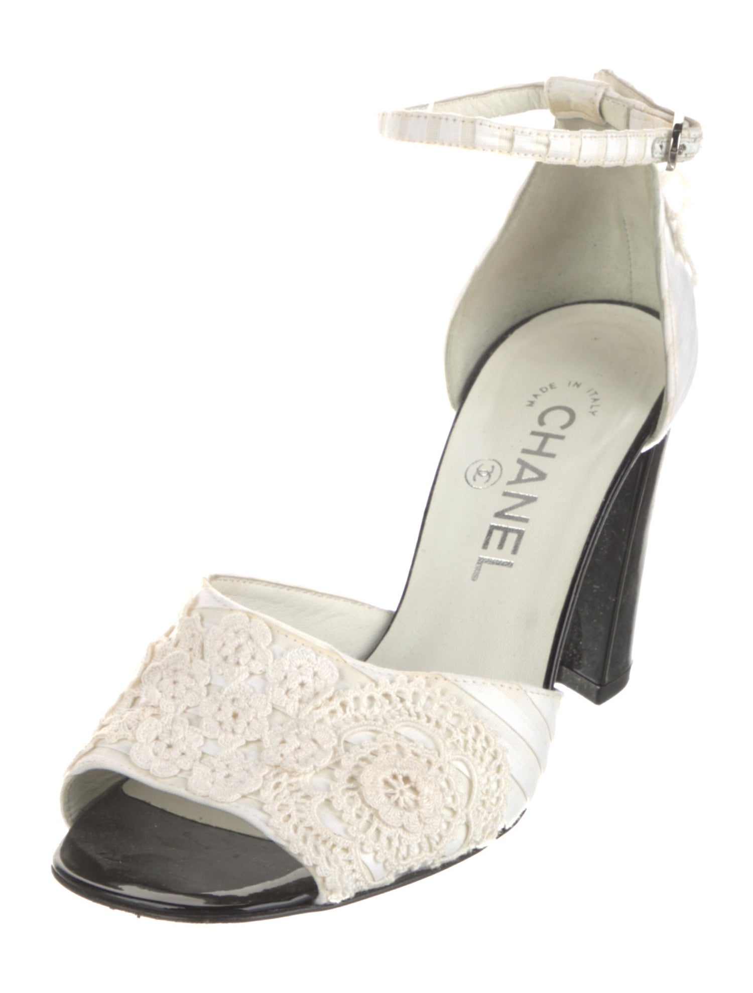 Chanel Interlocking CC Logo Crochet Trim Sandals