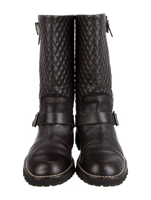 Chanel Interlocking CC Logo Leather Moto Boots