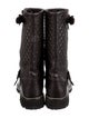 Chanel Interlocking CC Logo Leather Moto Boots
