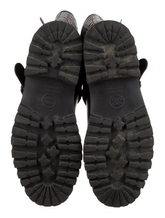 Chanel Interlocking CC Logo Leather Moto Boots