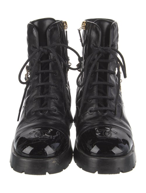 Chanel Interlocking CC Logo Calfskin Combat Boots