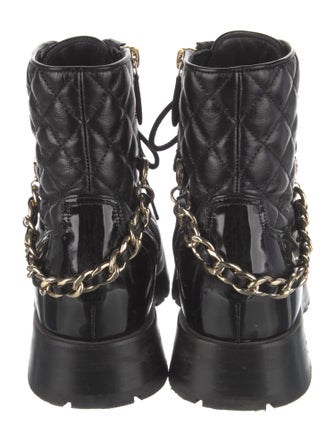 Chanel Interlocking CC Logo Calfskin Combat Boots