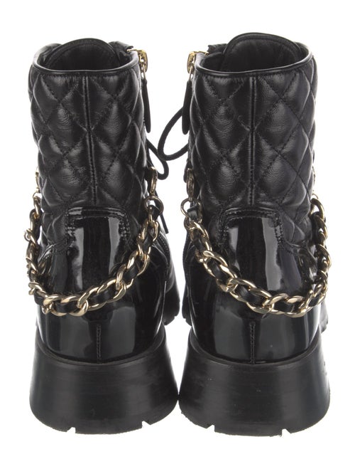 Chanel Interlocking CC Logo Calfskin Combat Boots