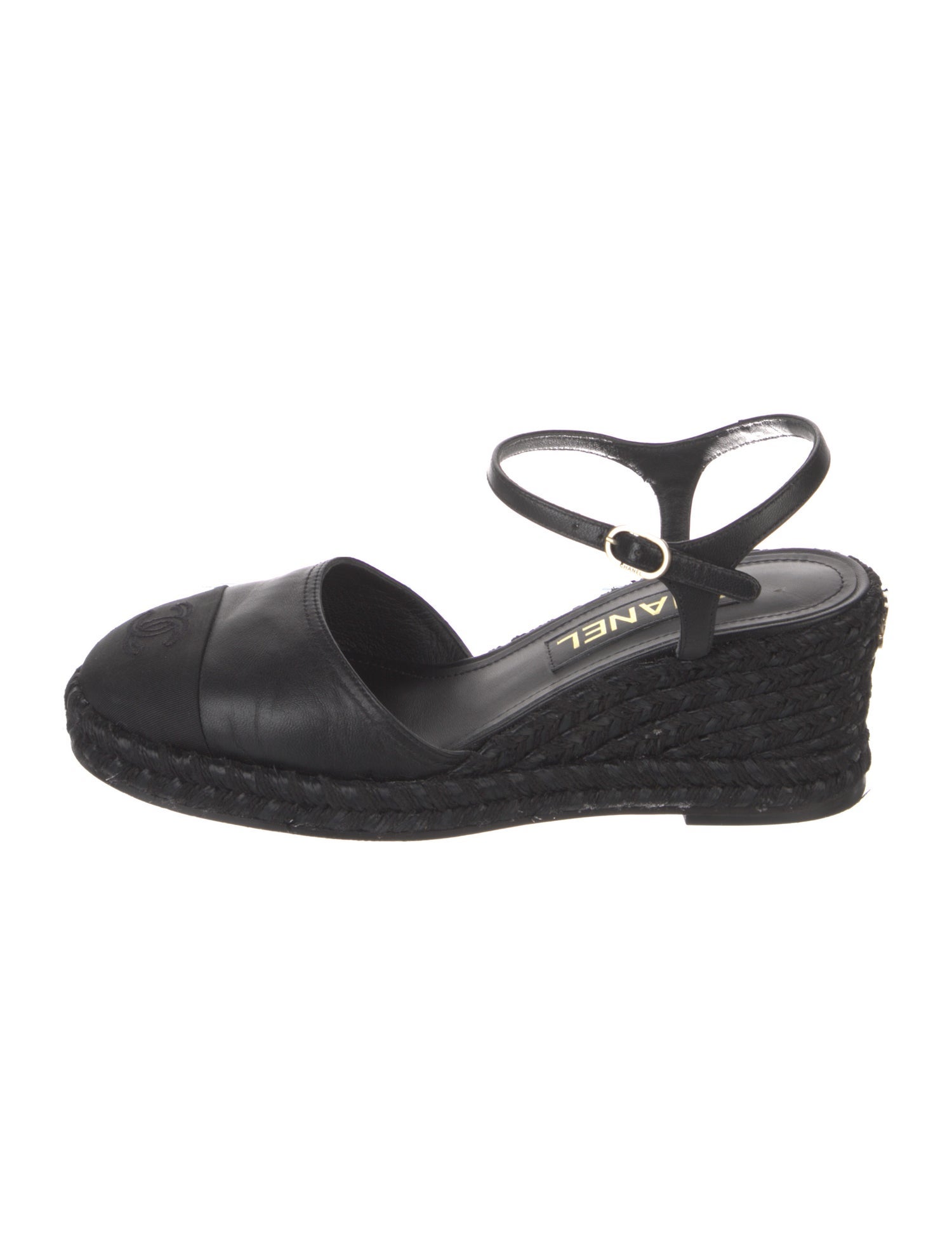 Chanel Interlocking CC Logo Leather Espadrilles