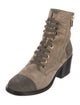 Chanel Interlocking CC Logo Suede Combat Boots