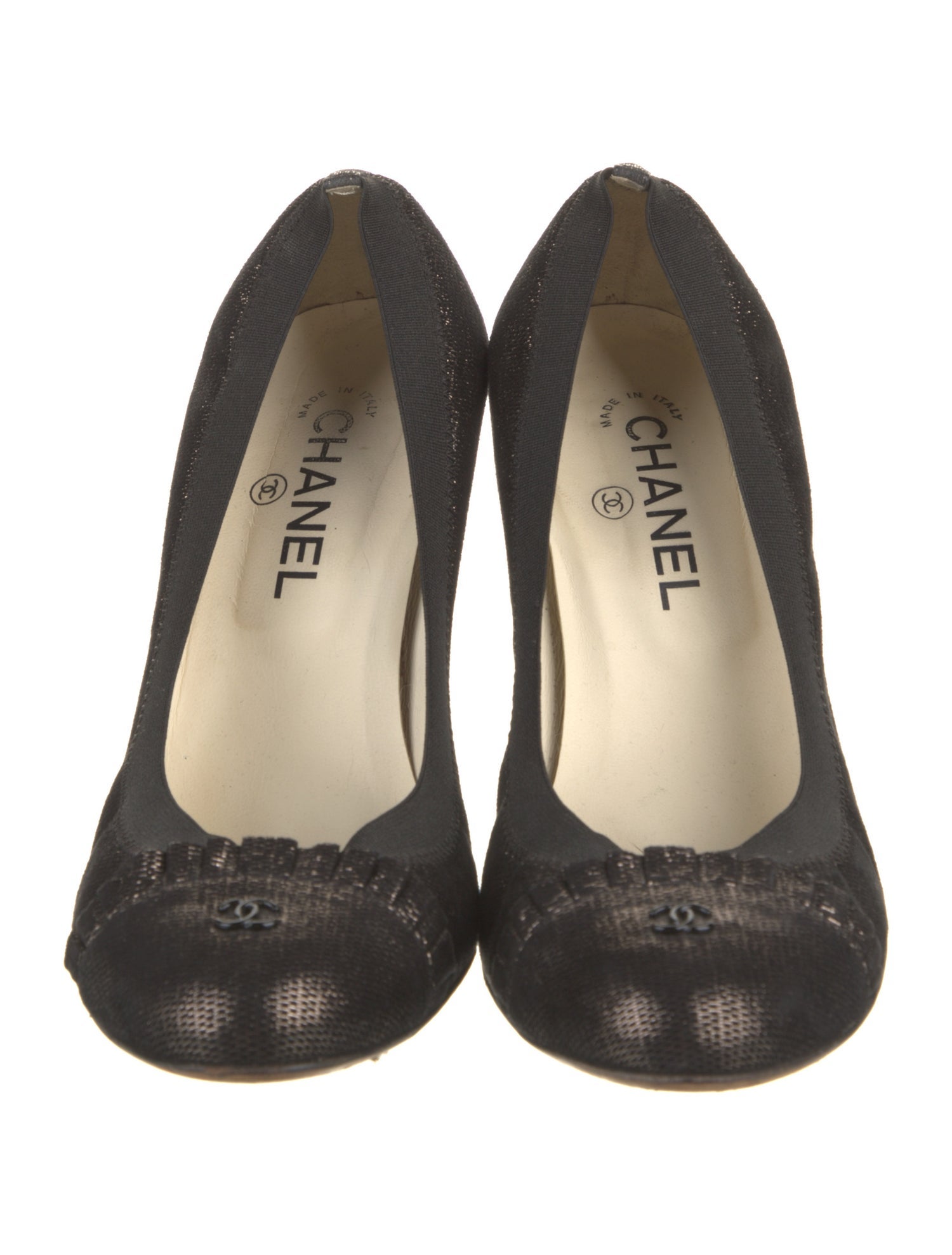 Chanel Interlocking CC Logo Suede Pumps