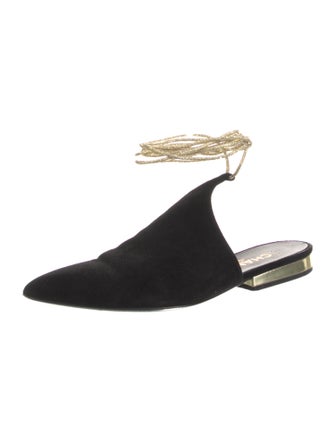 Chanel Interlocking CC Logo Suede Mules