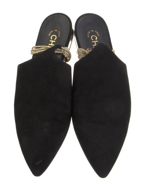 Chanel Interlocking CC Logo Suede Mules