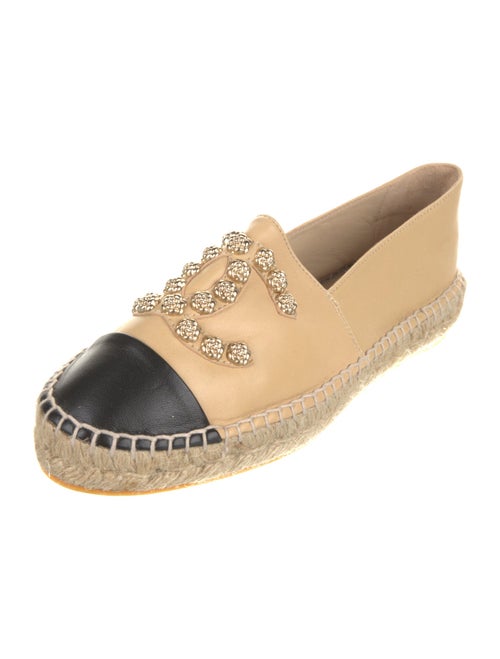 Chanel Interlocking CC Logo Leather Espadrilles