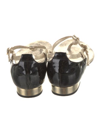 Chanel Interlocking CC Logo Leather T-Strap Sandals