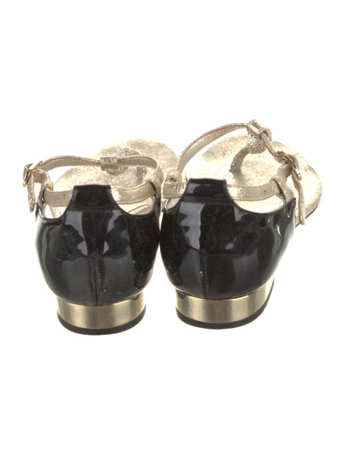 Chanel Interlocking CC Logo Leather T-Strap Sandals