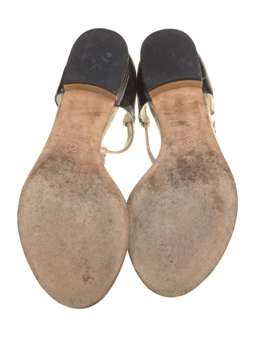 Chanel Interlocking CC Logo Leather T-Strap Sandals