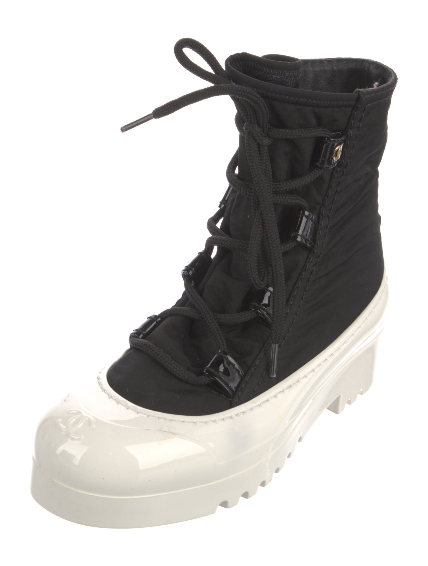 Chanel 2019 Interlocking CC Logo Lace-Up Boots