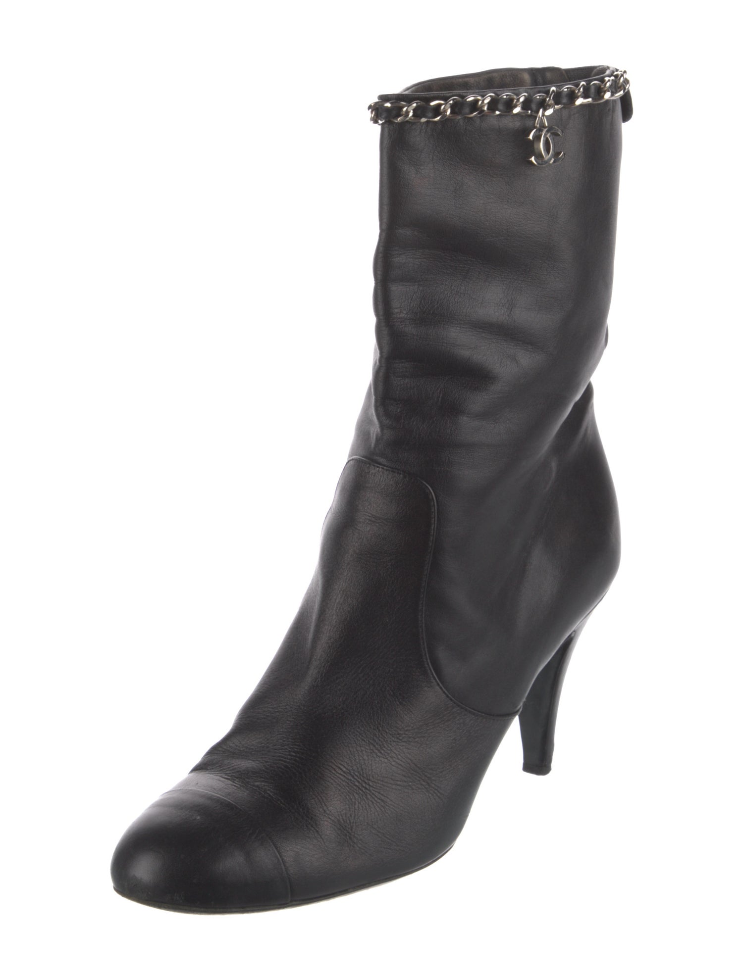 Chanel Interlocking CC Logo Leather Boots