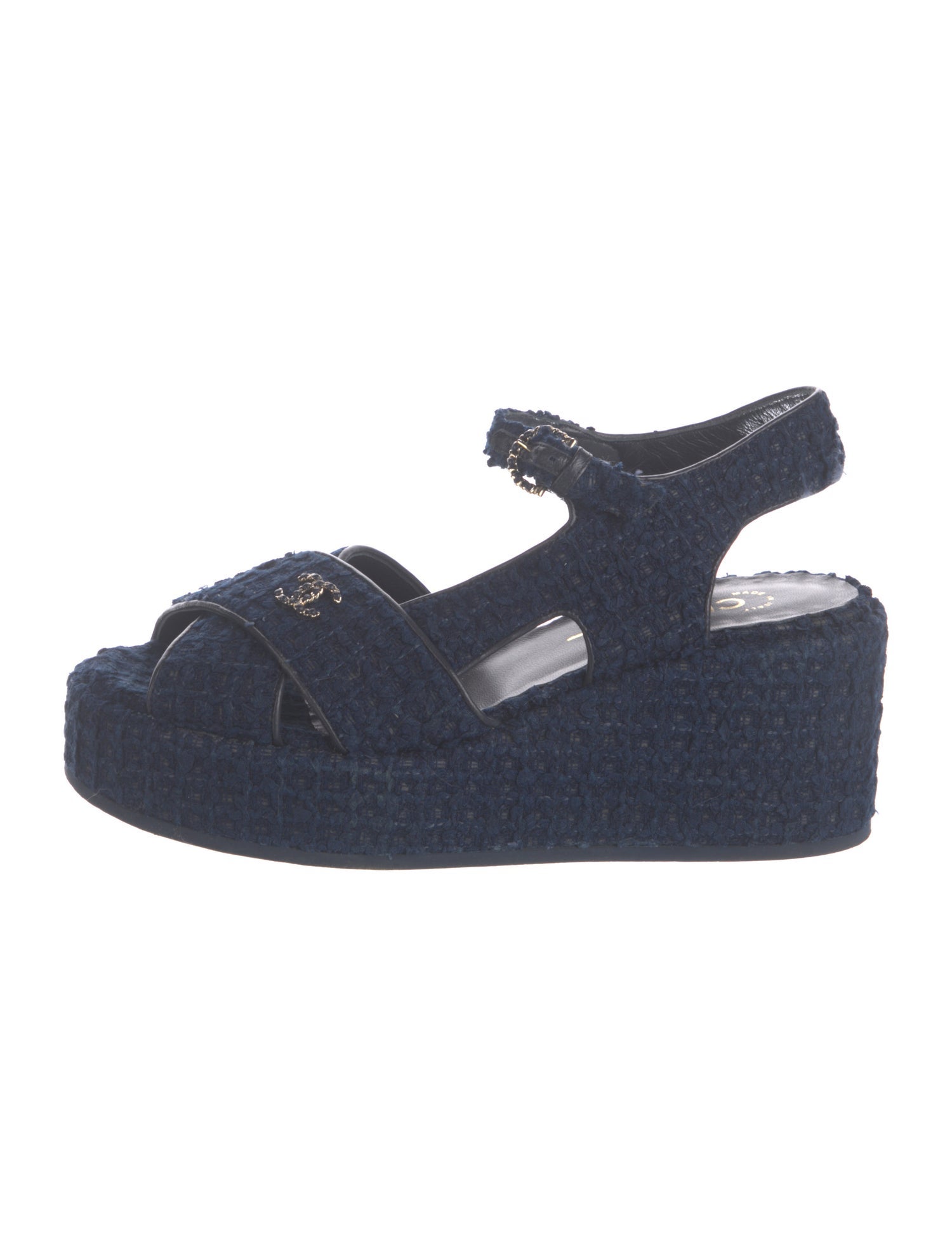 Chanel Interlocking CC Logo Tweed Espadrilles