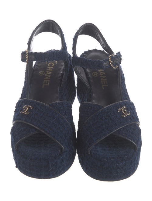 Chanel Interlocking CC Logo Tweed Espadrilles