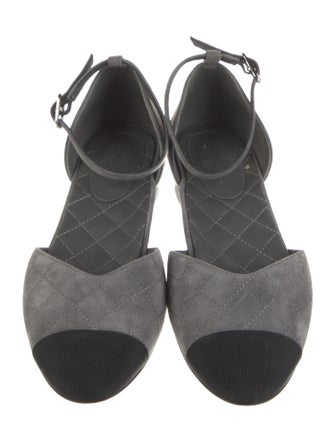 Chanel Interlocking CC Logo Suede D'Orsay Flats