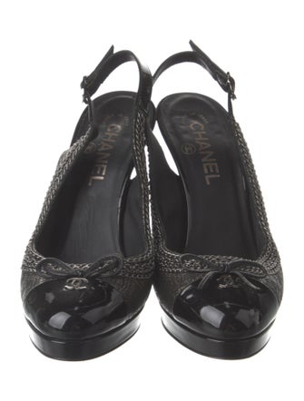 Chanel 2009 Interlocking CC Logo Slingback Pumps